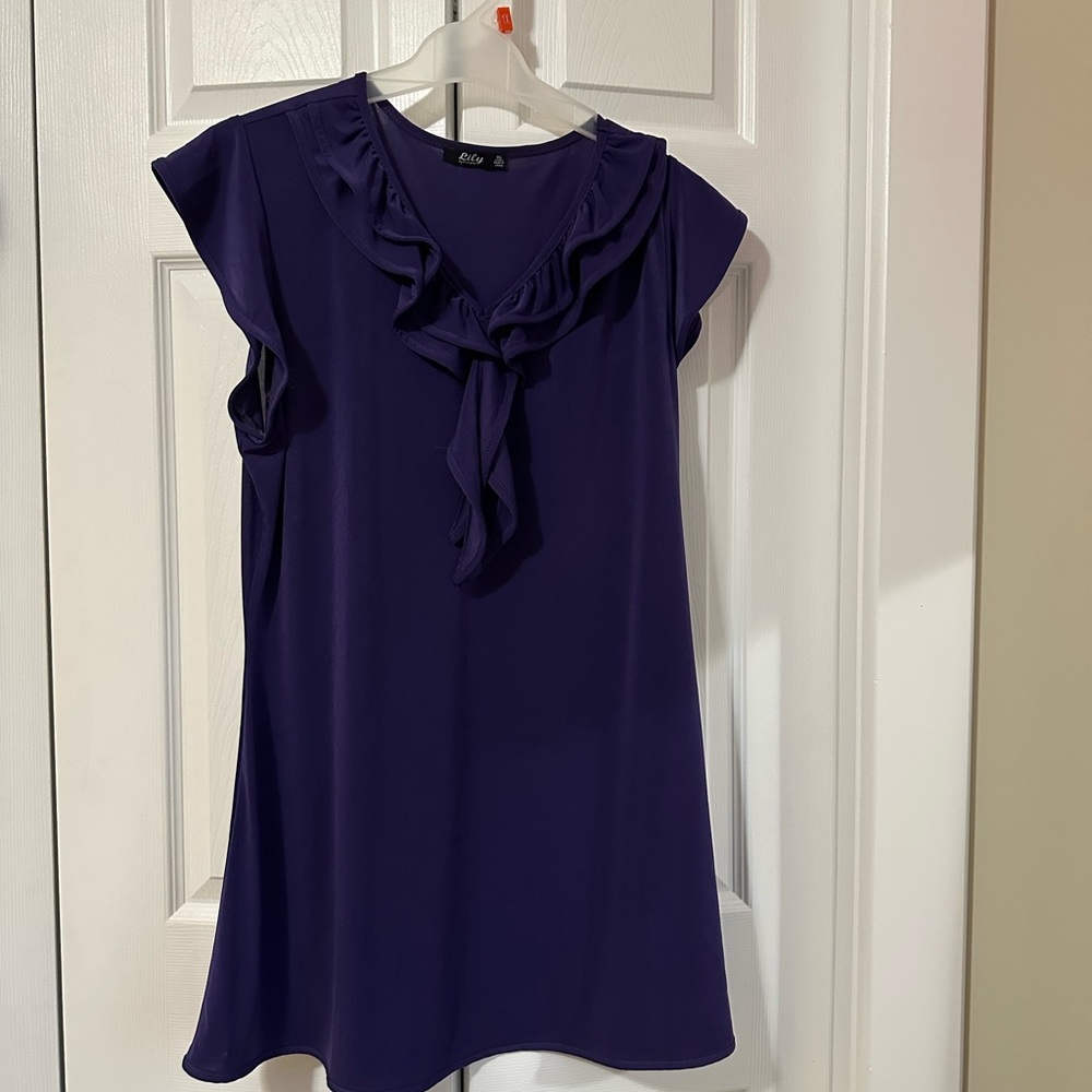 Lily Deep Purple Ruffled Short Sleeve Top